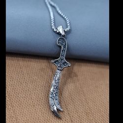 گردنبند ذوالفقار نقره روس برجسته یااباعبدالله الحسین