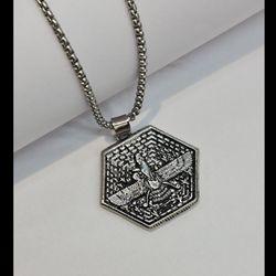 گردنبند فروهر 6 ضلعی برجسته